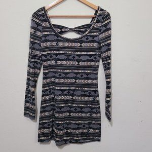 Volcom Boho Aztec Long Sleeve Skater Dress